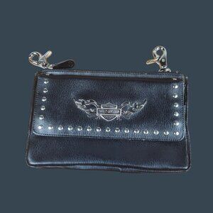 HARLEY DAVIDSON 99419-09VW Women's Leather Studded Zip Closure Clip On Hip Bag